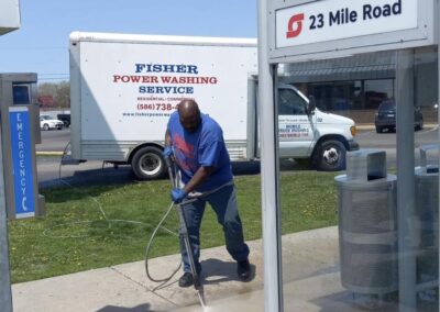 Commerical Sidewalk Action Shot-United Mobile Power Wash & Pressure Washing Services_Commercial_Southfield Michigan_145